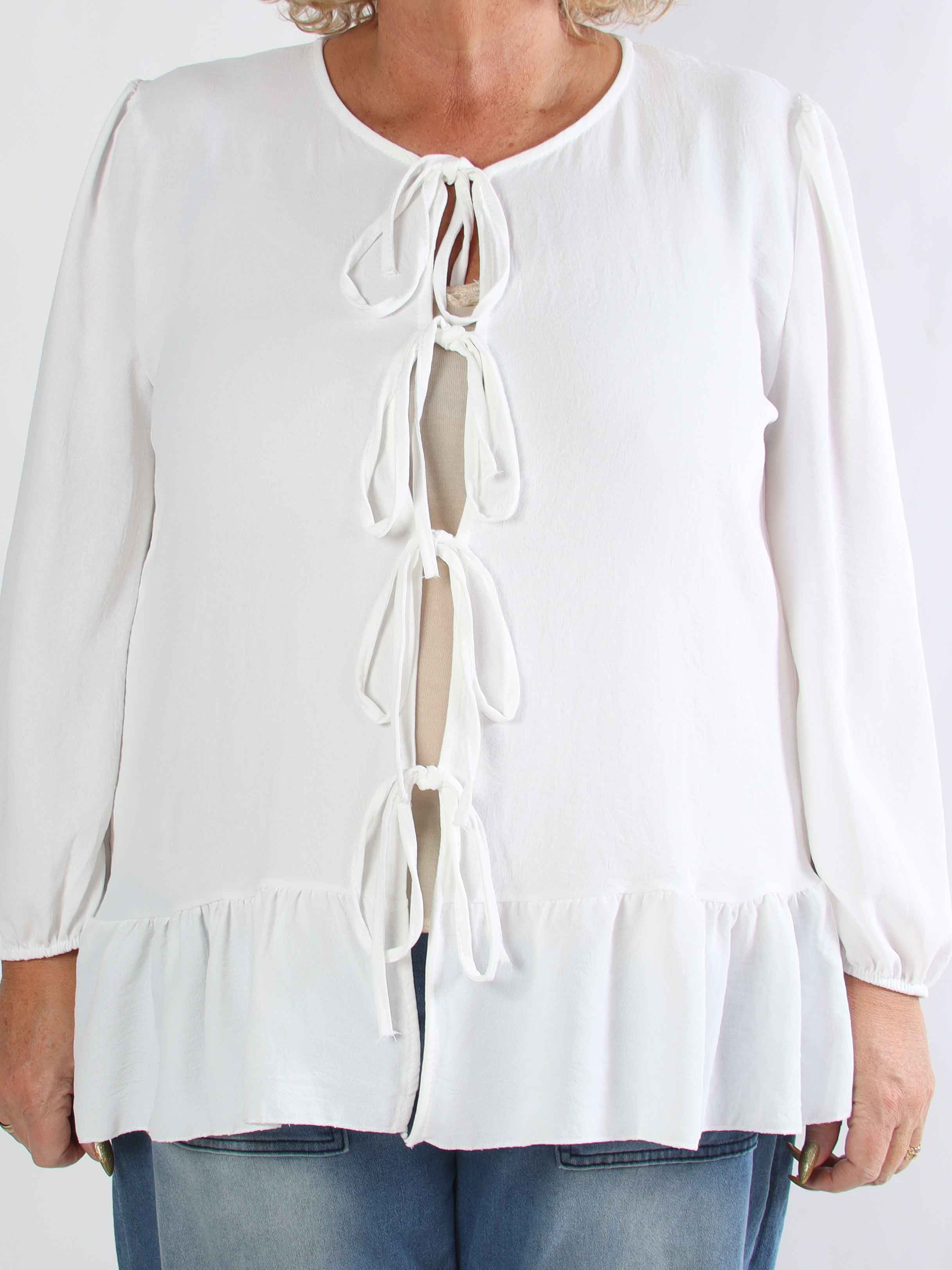 Leslie - Plus size tunika i viskose med fine sløjfer foran